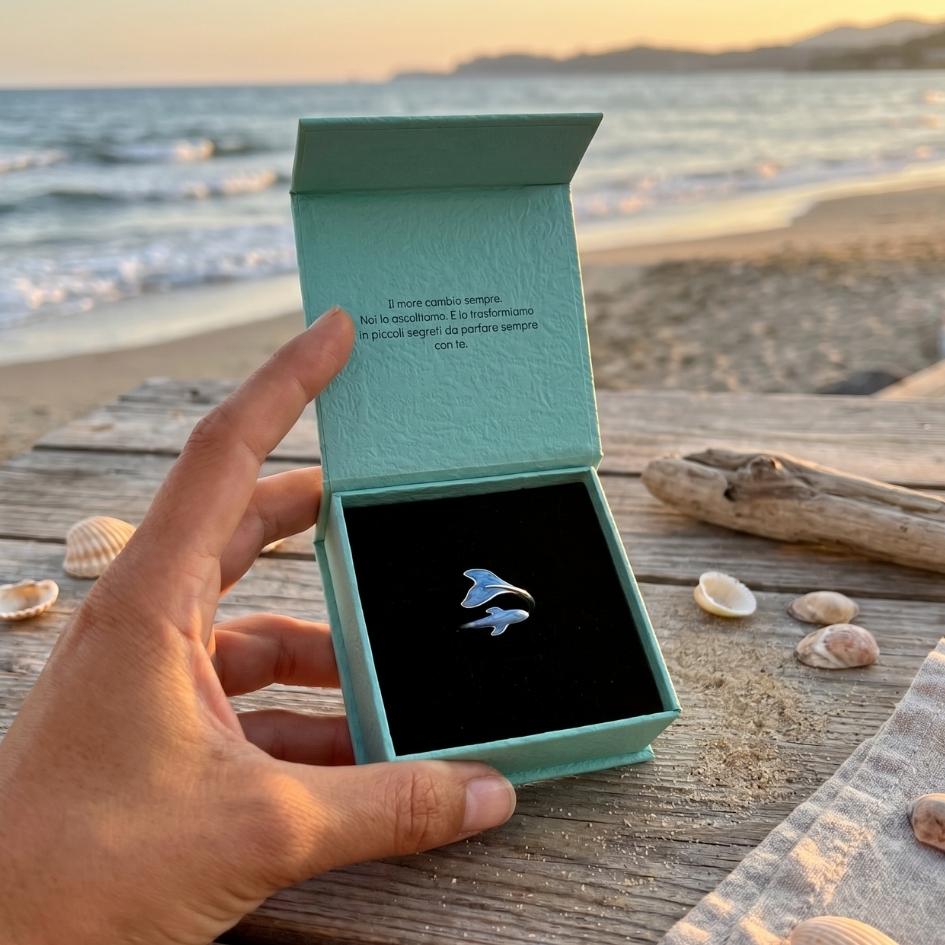 Silver Azure Wave Ring