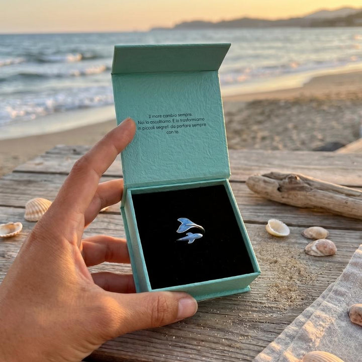 Silver Azure Wave Ring