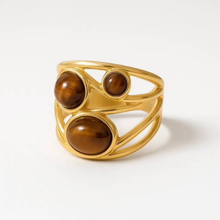 Warm Stone Wave Ring