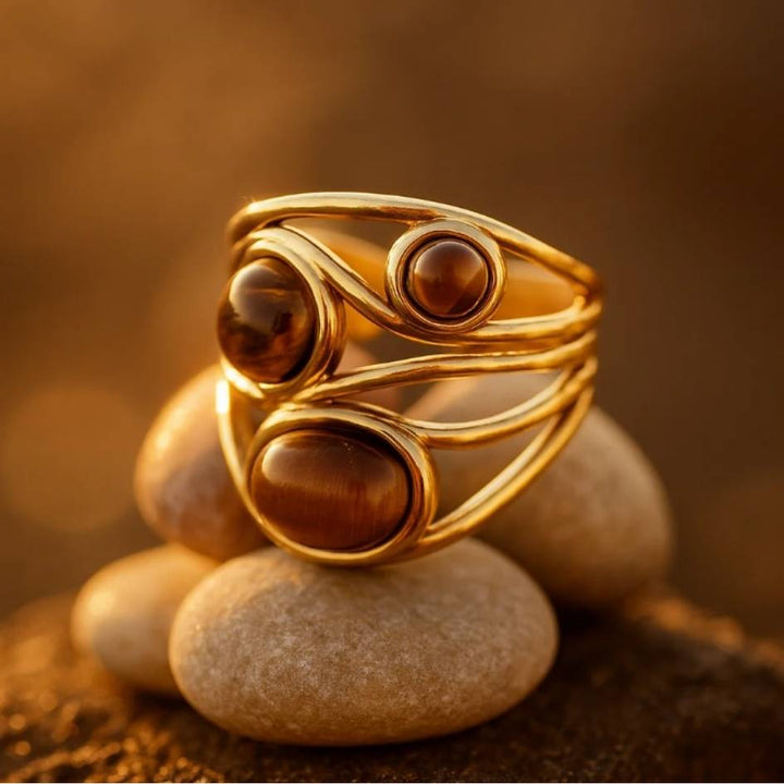 Warm Stone Wave Ring
