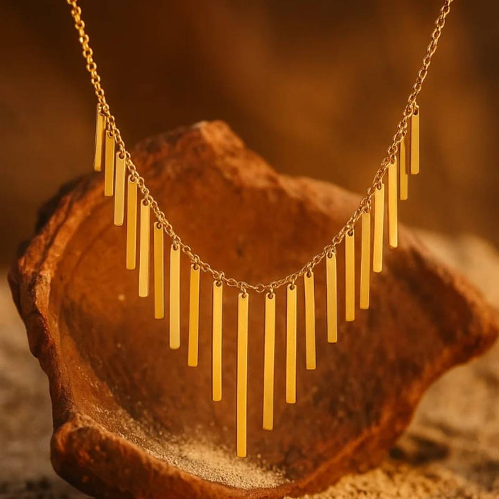 Gold Stainless Steel Light Cascade Necklace