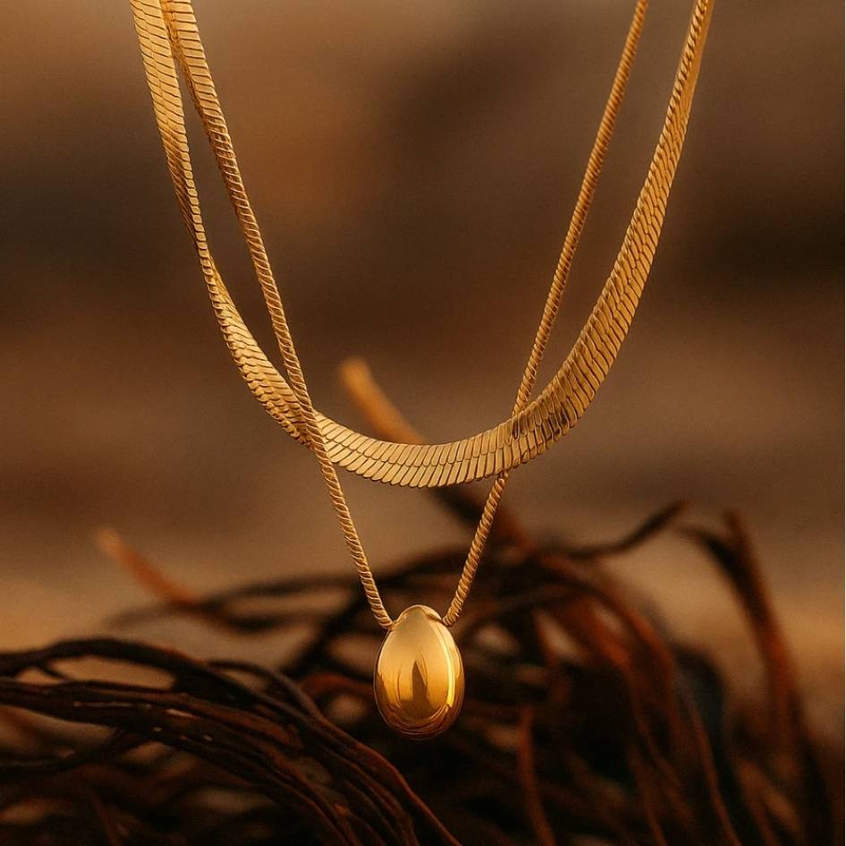 Gold Layered Drop Necklace