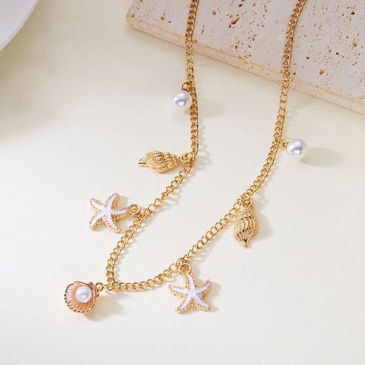 Gold-Toned Ocean Charms Necklace