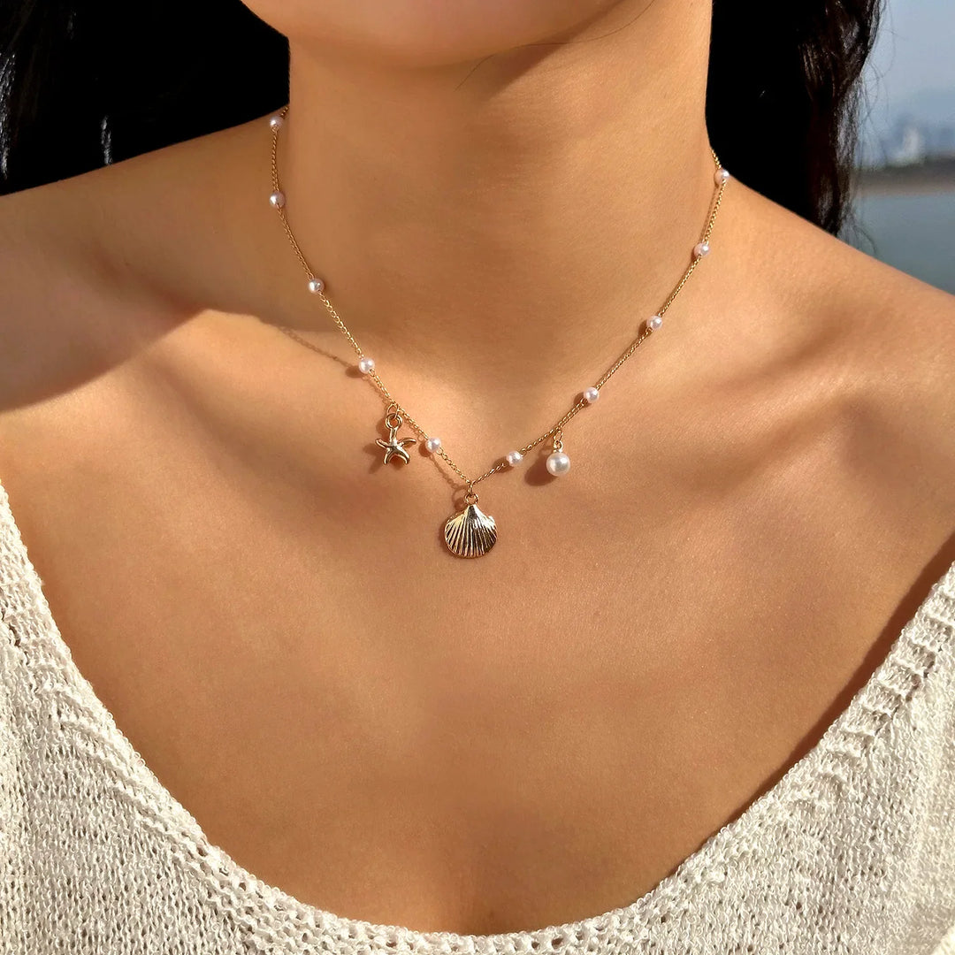 Gold-Toned Ocean Charms Necklace