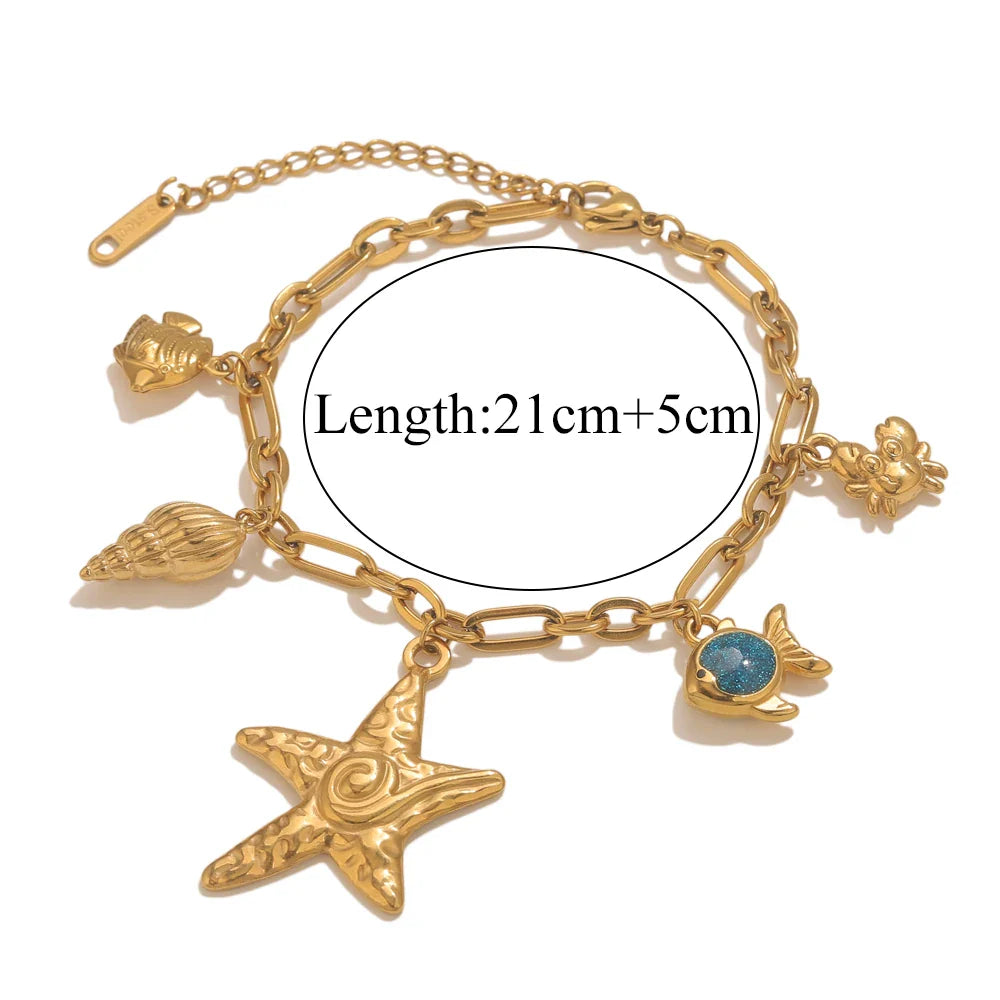 Gold-Plated Starfish Shell Bracelet