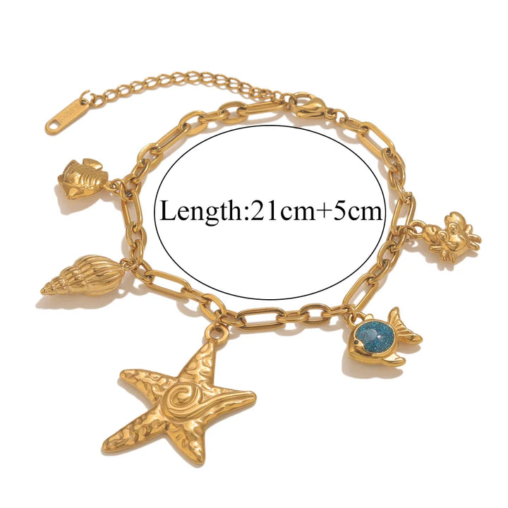 Gold-Plated Starfish Shell Bracelet