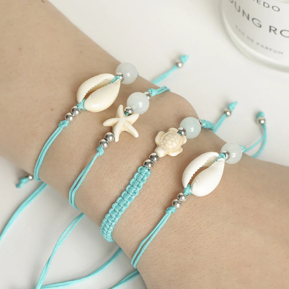 Shell Starfish Turtle Bracelet Set