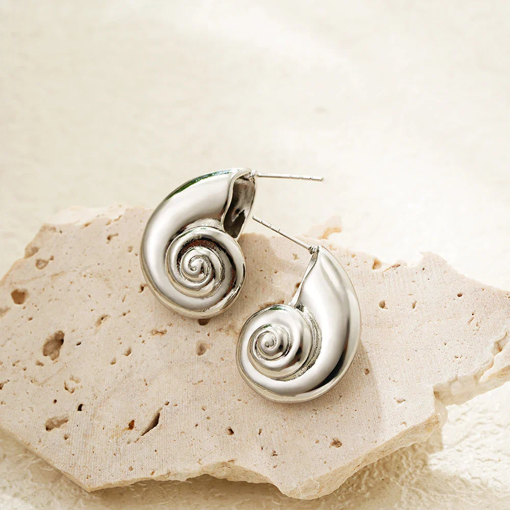 Gold Plated Textured Shell Starfish Earrings