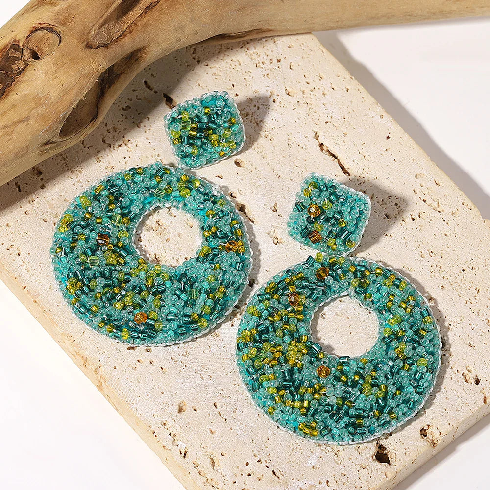 Starfish Conch Seed Bead Drop Earrings