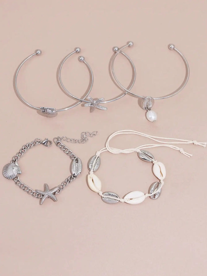 Starfish & Shell Charm Bracelet Set
