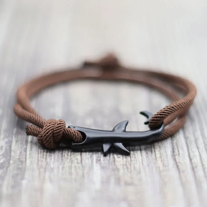 Men's Black Shark Cord Bracelet