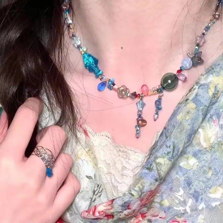 Orange Ceramic Fish Starfish Choker