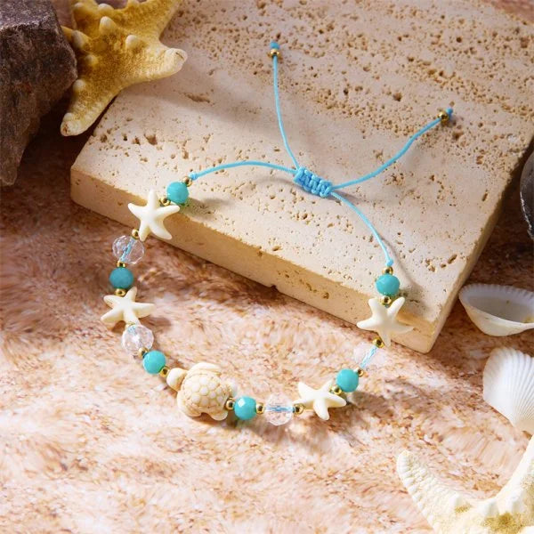 Woven Shell, Star & Turtle Bracelet