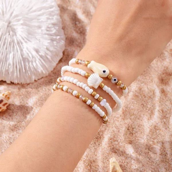 Woven Shell, Star & Turtle Bracelet