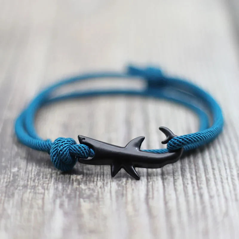 Men's Black Shark Cord Bracelet