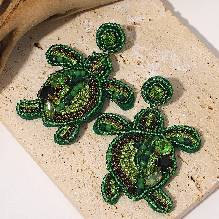 Starfish Conch Seed Bead Drop Earrings