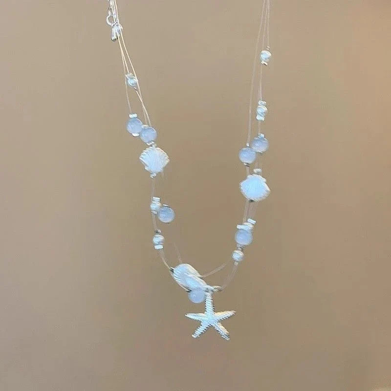 Beaded Seashell Starfish Choker Necklace