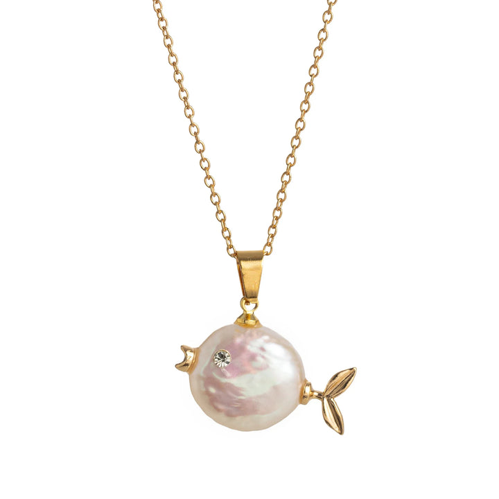 Golden Kissing Clownfish Pearl Necklace