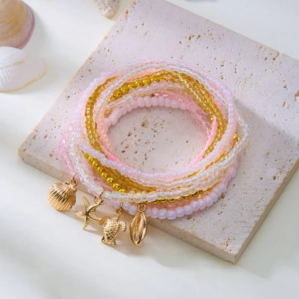 Woven Shell, Star & Turtle Bracelet