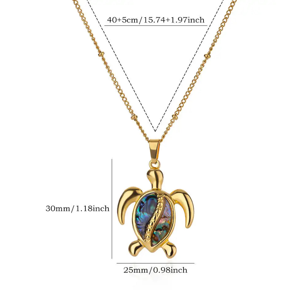 Gold Stainless Steel Starfish Sea Turtle Necklace