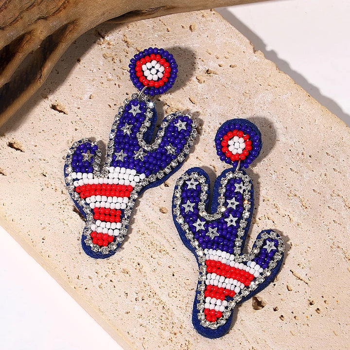 Starfish Conch Seed Bead Drop Earrings