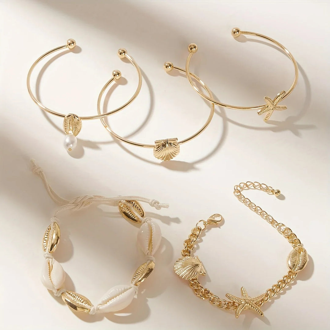 Starfish & Shell Charm Bracelet Set