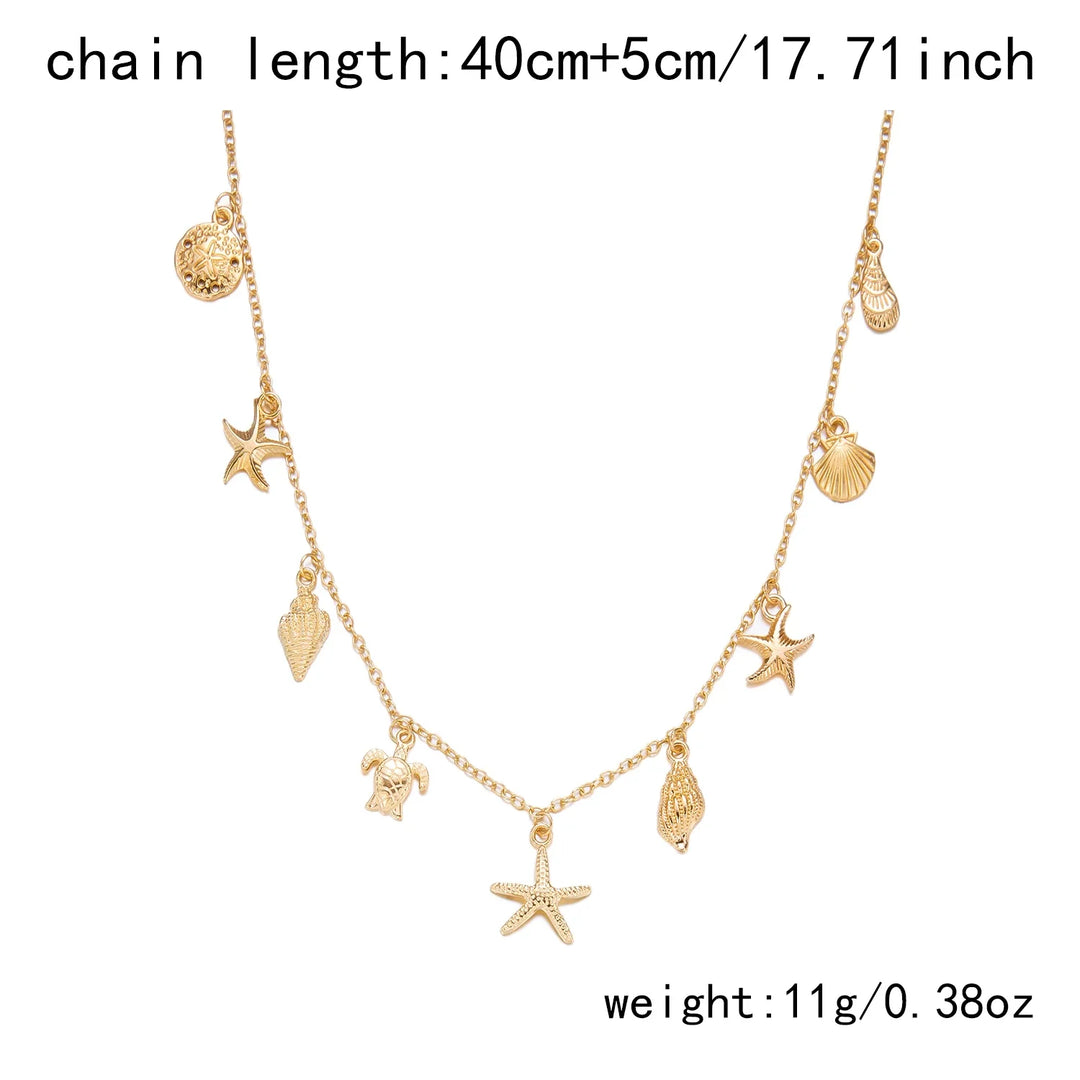 Gold-Toned Ocean Charms Necklace
