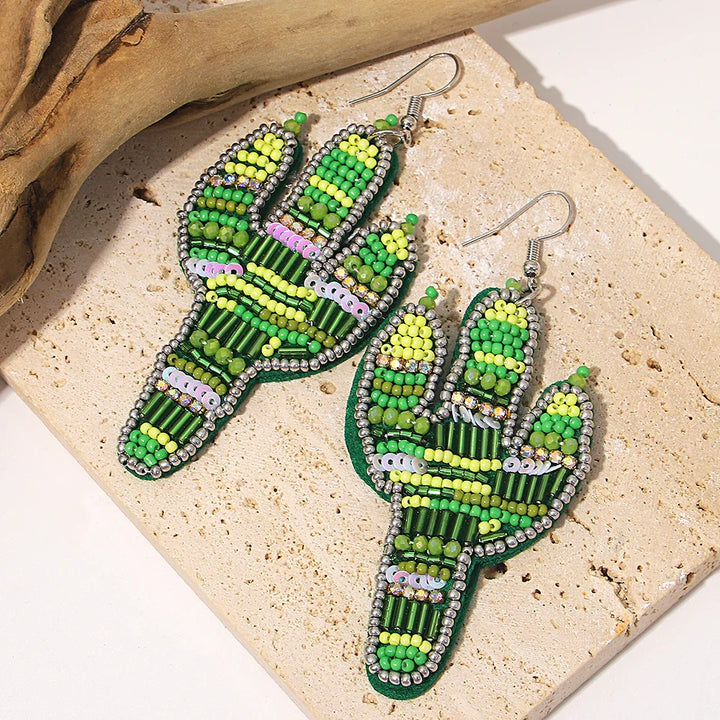 Starfish Conch Seed Bead Drop Earrings