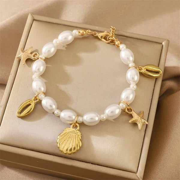 Woven Shell, Star & Turtle Bracelet