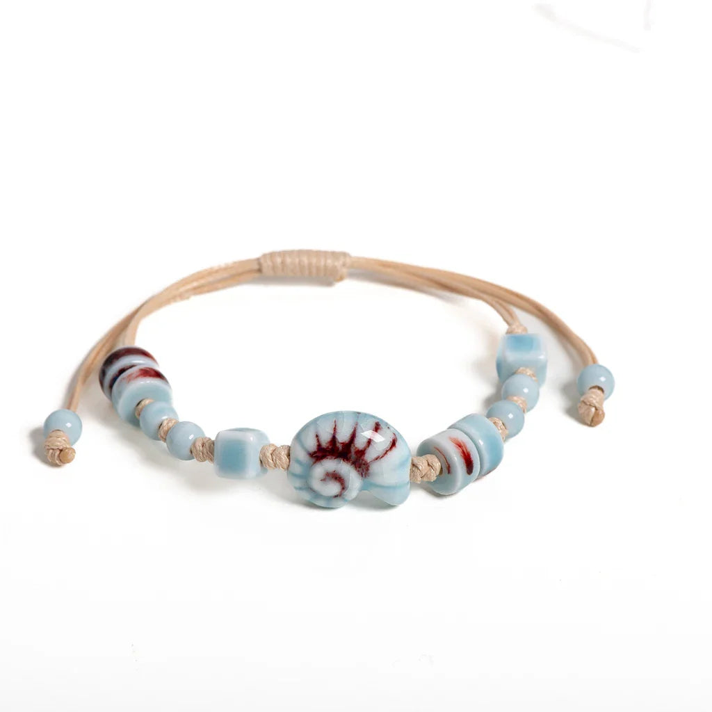 Vintage Ceramic Seashell Bracelet