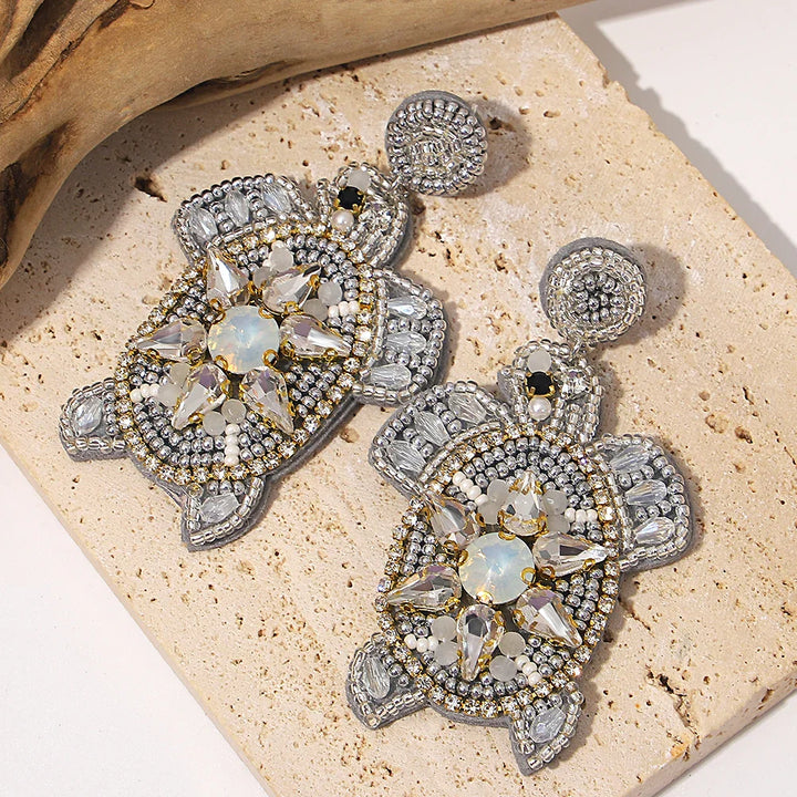 Starfish Conch Seed Bead Drop Earrings