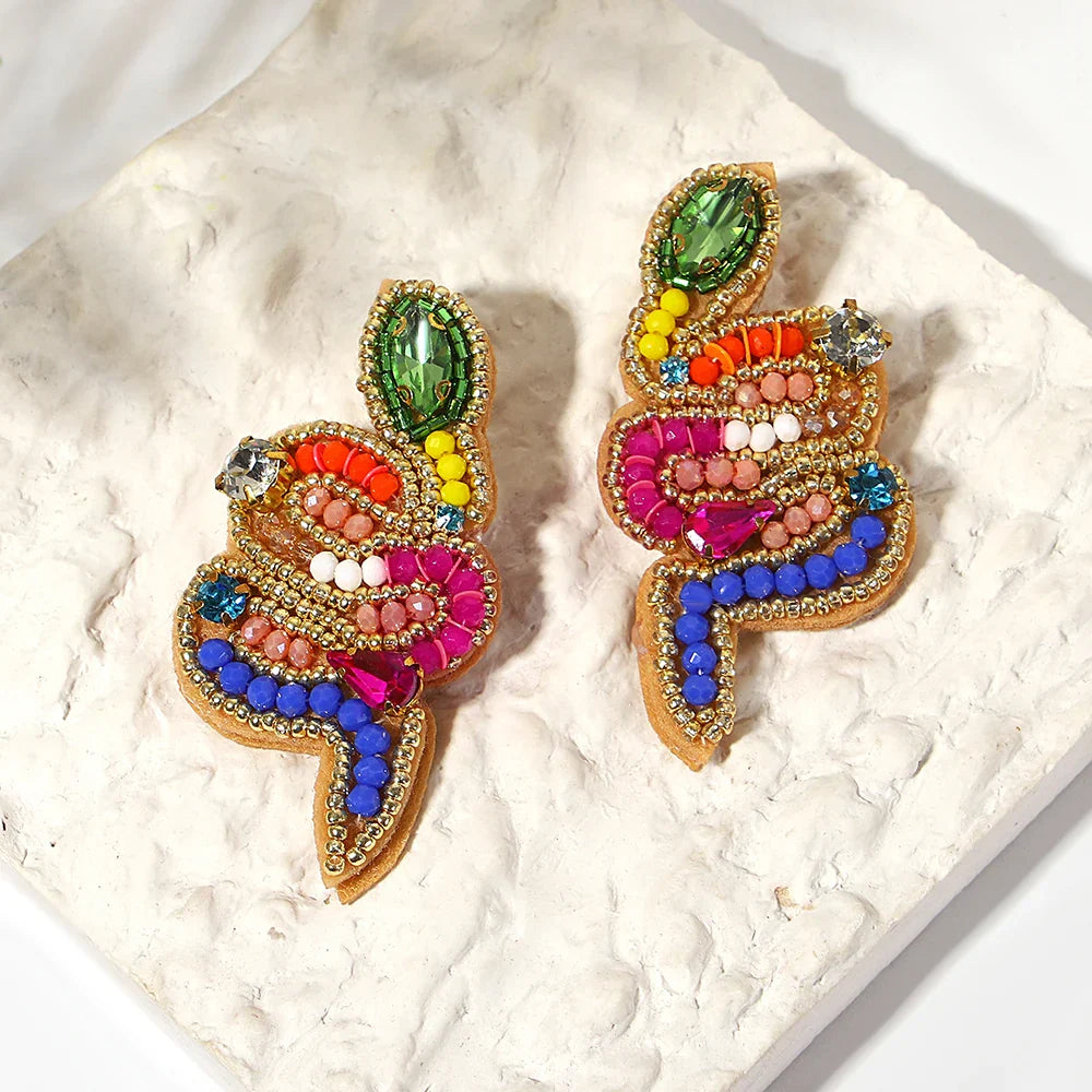 Starfish Conch Seed Bead Drop Earrings
