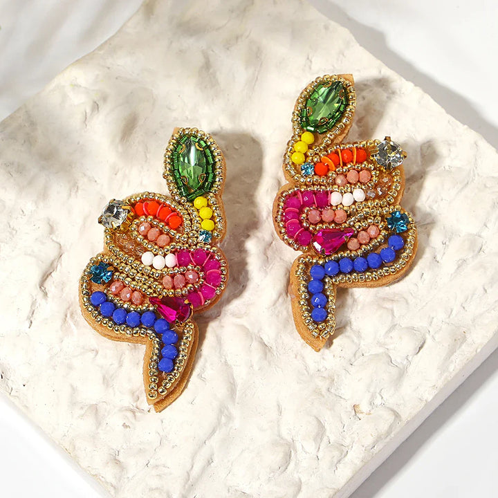 Starfish Conch Seed Bead Drop Earrings