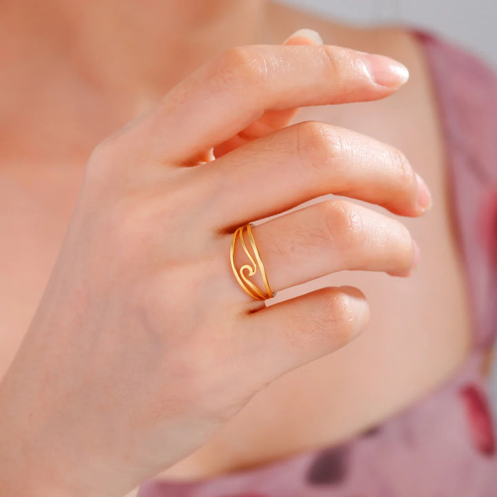Gold Plated Ocean Wave Ring