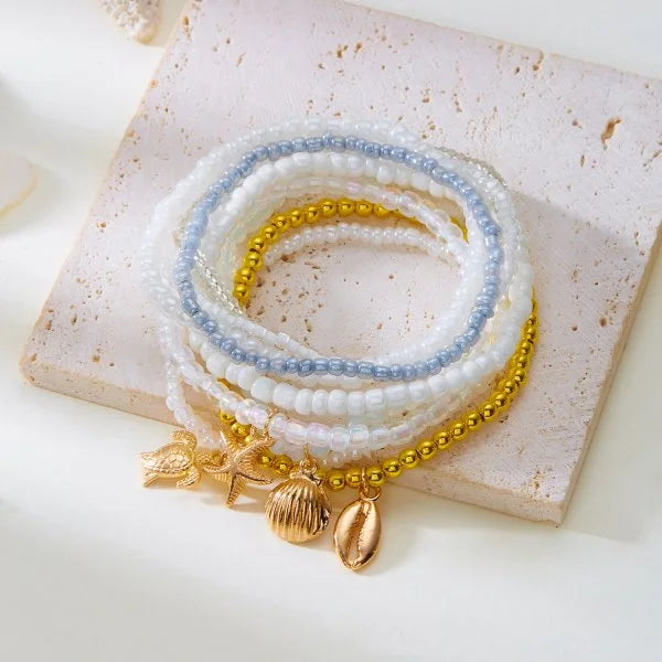 Woven Shell, Star & Turtle Bracelet