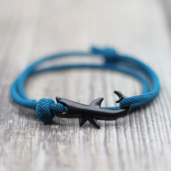 Men's Black Shark Cord Bracelet