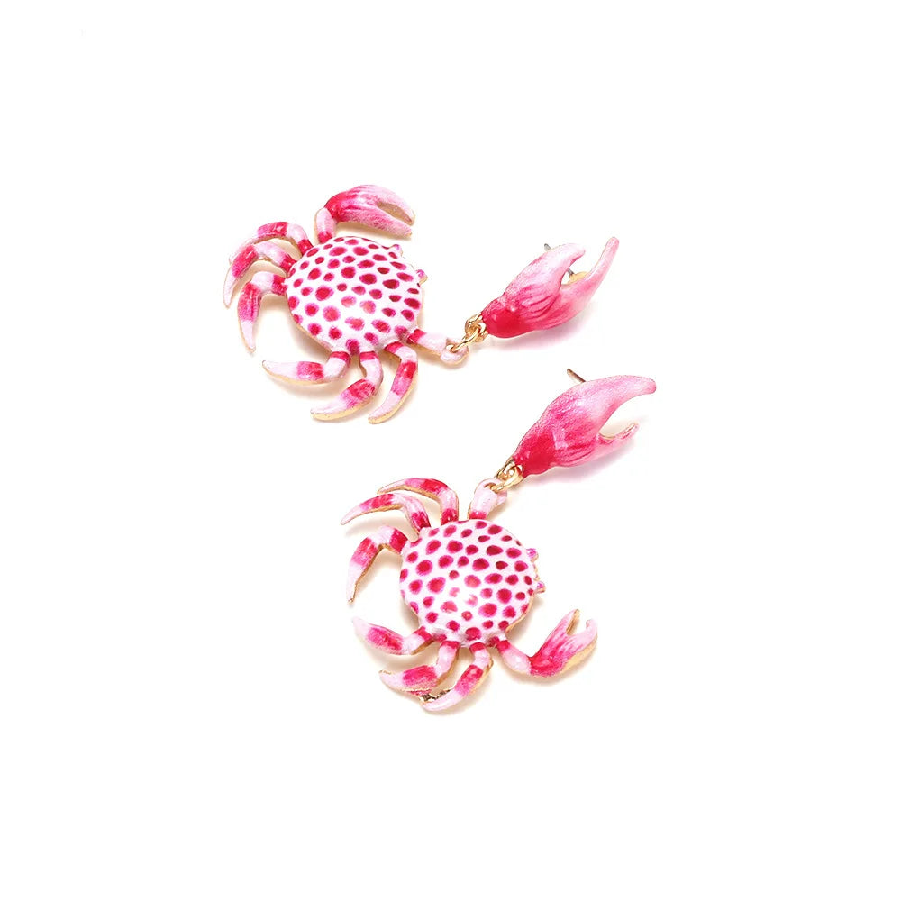 Textured Enamel Crab Earrings