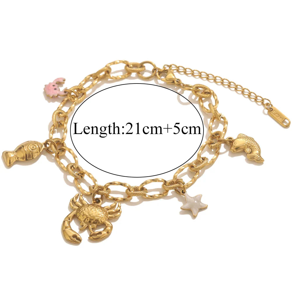Gold-Plated Starfish Shell Bracelet