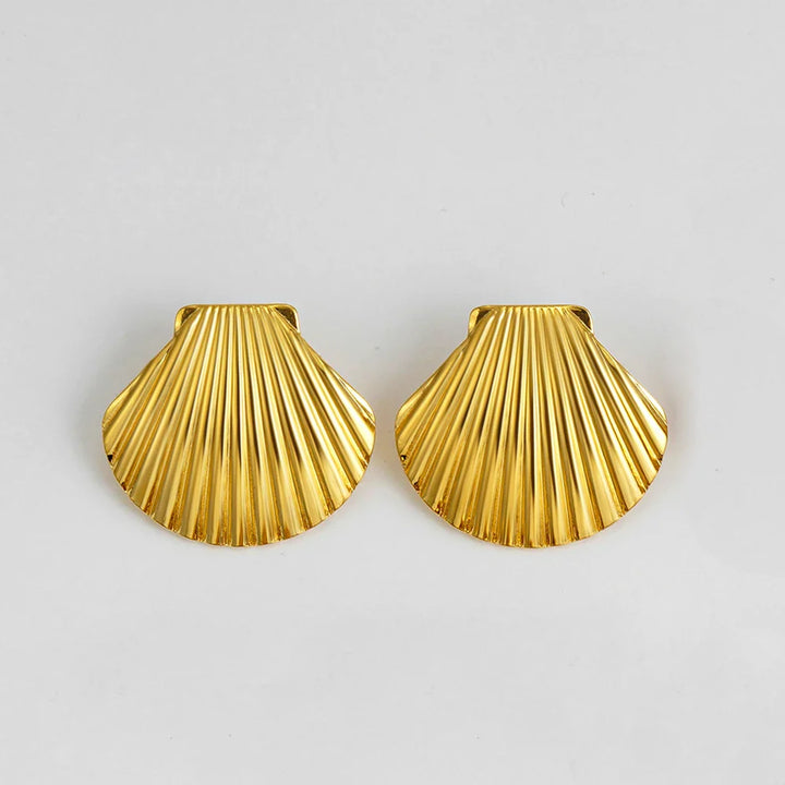 Gold Plated Textured Shell Starfish Earrings