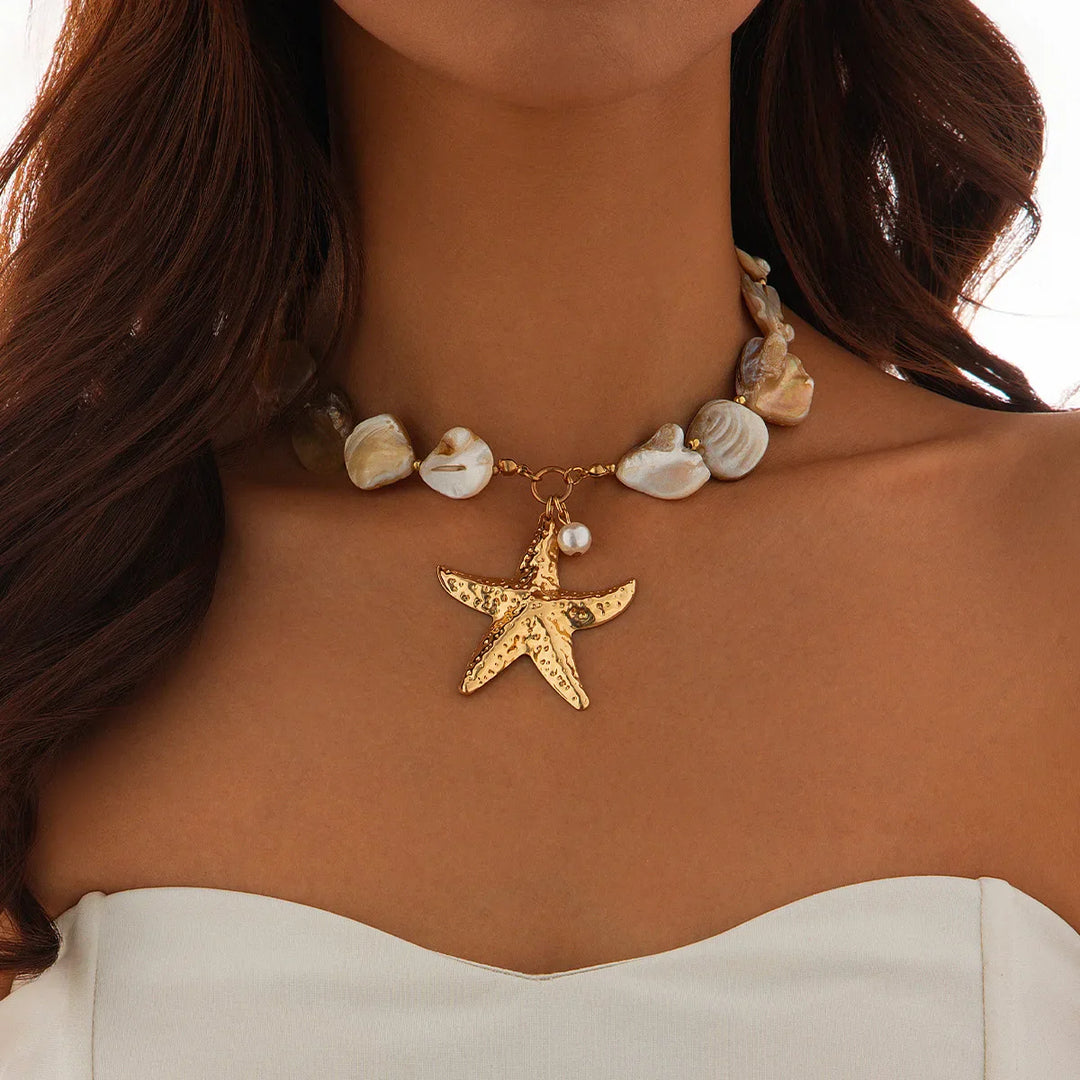 Woven Starfish Shell Necklace