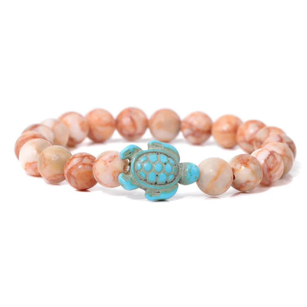 Turquoise Sea Turtle & Rose Quartz Bracelet