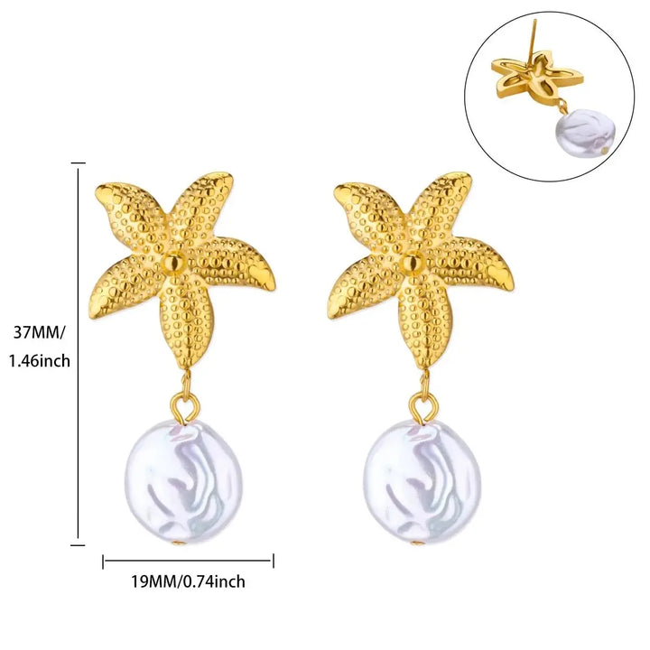Starfish & Shell Stainless Steel Studs