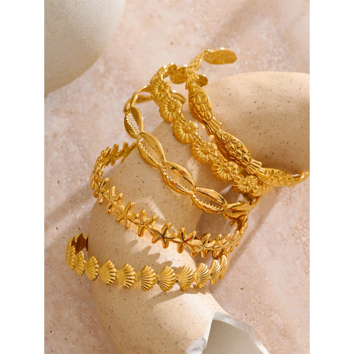 Gold Ocean Treasures Cuff Bangle
