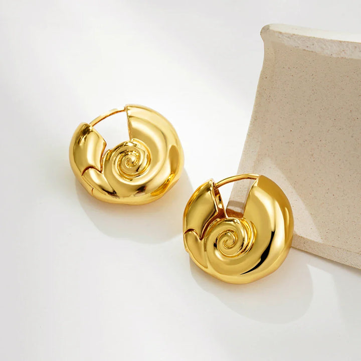 Gold Plated Textured Shell Starfish Earrings