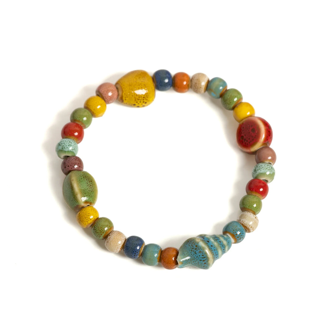 Vibrant Ceramic Starfish Seashell Bracelet