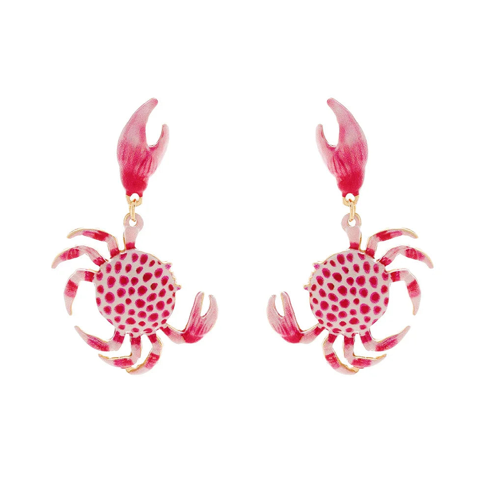 Textured Enamel Crab Earrings