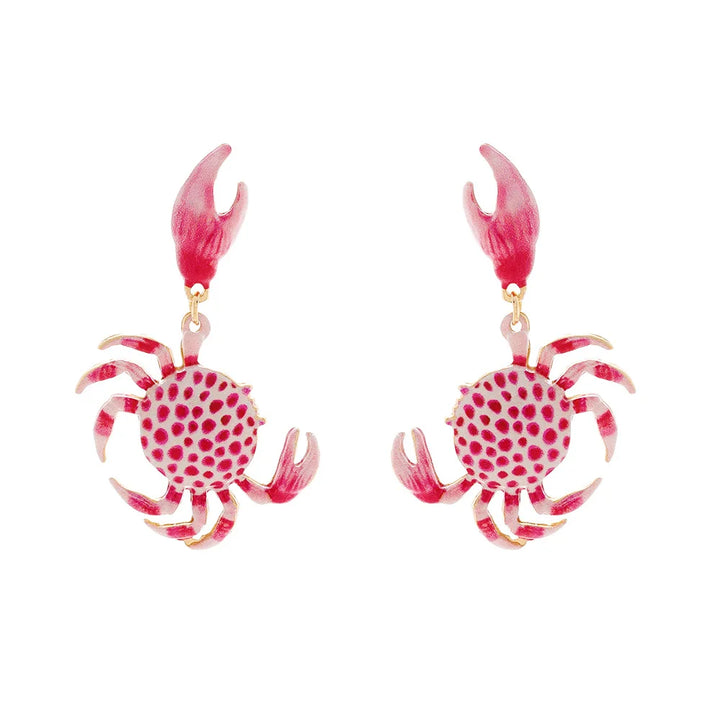 Textured Enamel Crab Earrings