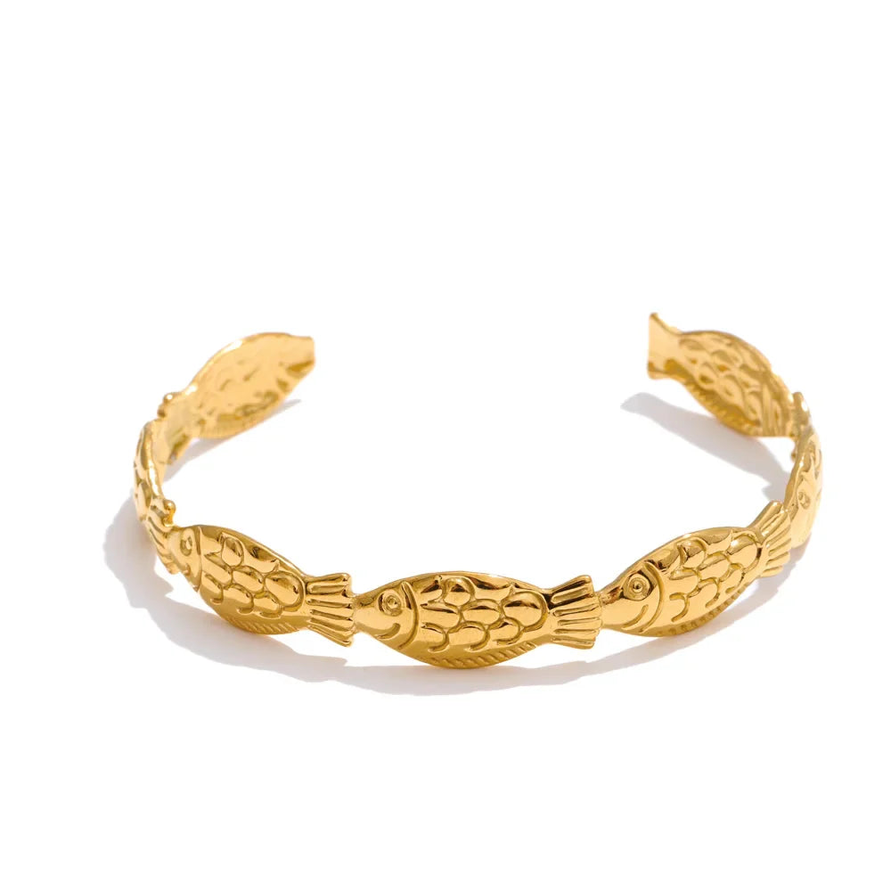 Gold Ocean Treasures Cuff Bangle