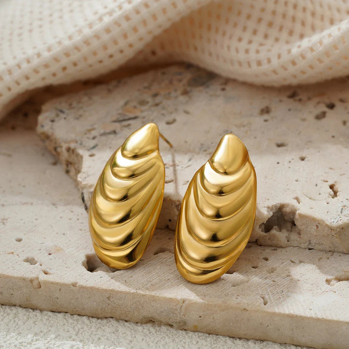 Gold Plated Textured Shell Starfish Earrings