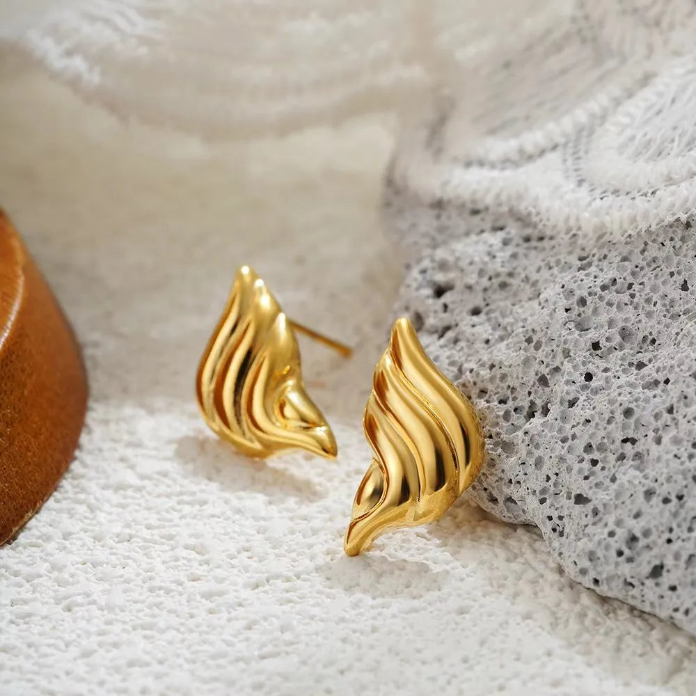 Gold Plated Textured Shell Starfish Earrings